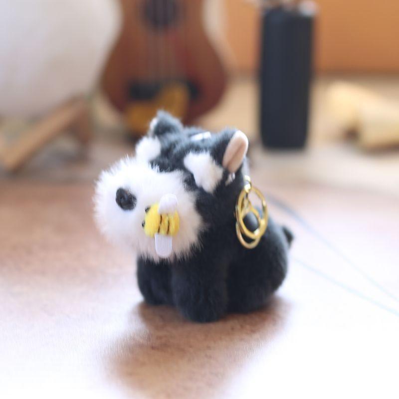 Keychain Dog Schnauzer Plush Doll Super Soft Pp Cotton Stuffed Toy Kids Decor