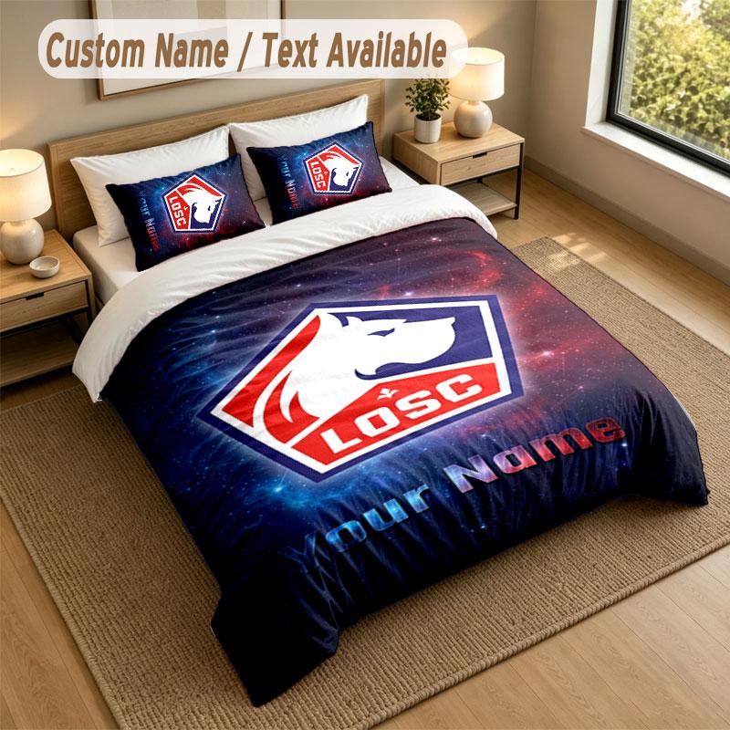 Bedding Set 1 Duvet Cover 2 Pillowcases LOSC Lille Print Soft Bed Linen Bedroom Decor