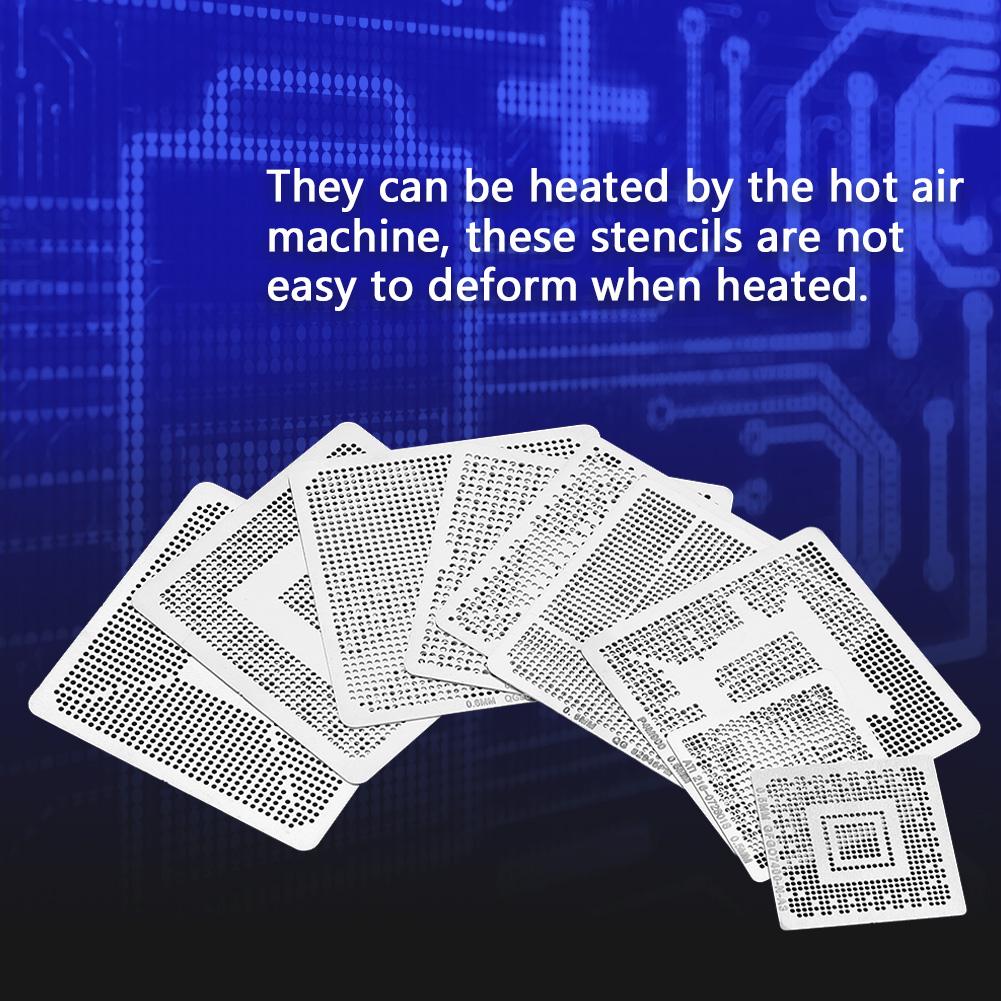 33 szt. BGA Uniwersalne Szablony Reballing Rework Siatka Stalowa Szablon Siatka Bezpośrednie Ciepło Zestaw