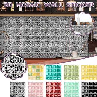 3D Self-glazed Glass Stickers Glass Tiles DIY Wall Stickers Floor Sticker