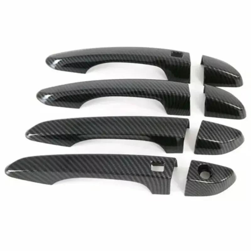 For Hyundai Tucson 2015 2016 2017 2018   Car Carbon Fiber Style Exterior Door Handle Moulding Cover Trim Decor ABS Auto