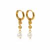 18K Gold-Plated Stainless Steel Drop Earrings French Light-Luxury Pearl Pendant ZIRCON Stone Elegant Versatile Jewelry Women