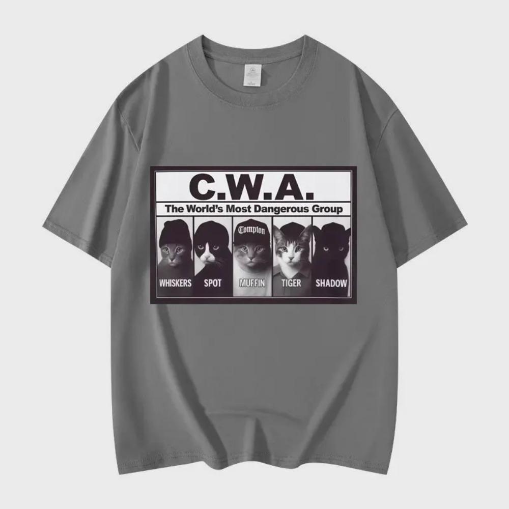 CWA Nejnebezpečnější skupina na světě Vtipné kočičí meme Grafická trička Módní Vintage Tričko s krátkým rukávem Unisex Bavlněná trička