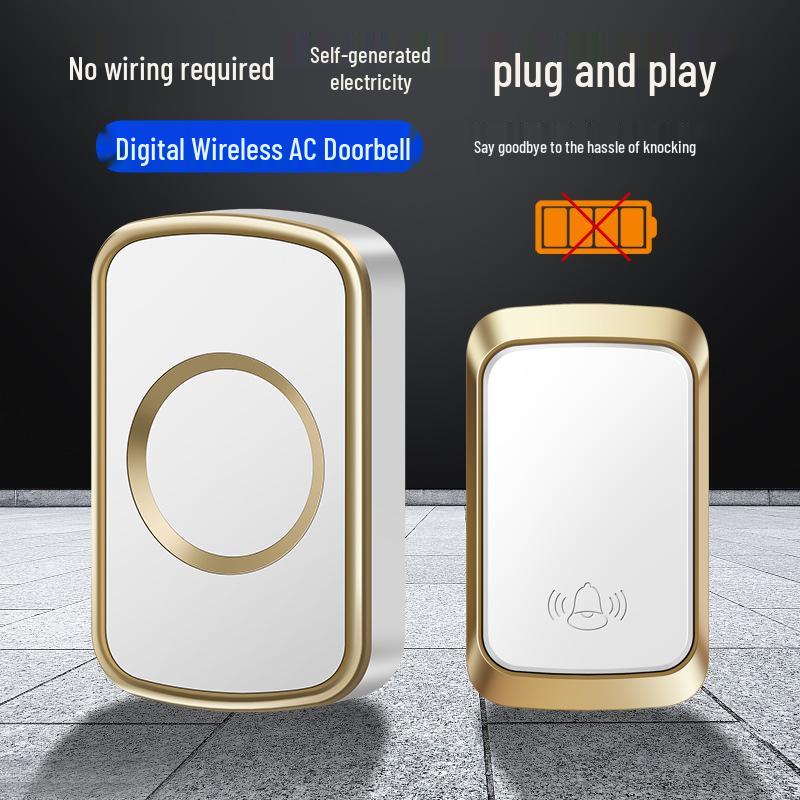 Smart Wireless Doorbell Self-Powered, Battery-Free, Waterproof, Long-Range with Elderly Friendly Caller