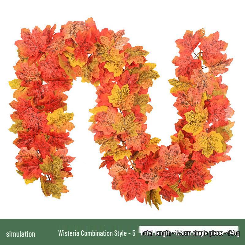Autumn Maple Leaf Vine Thanksgiving Home Decor - Artificial Greenery 2-pack 175cm