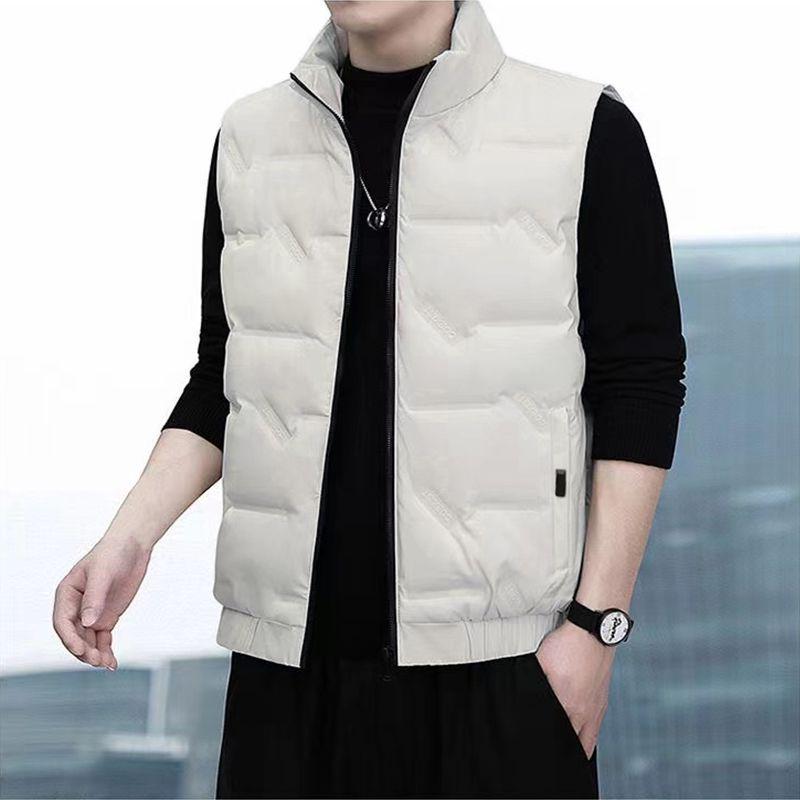 Men's White Duck Down 80% Lightweight Stand Collar Vest - Fashionable, Versatile, and Warm.