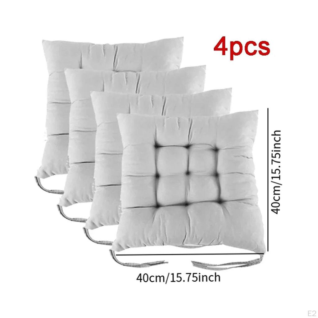 4 Pack Chair Cushions for Indoor Kitchen Use with Non-Slip Feature And Ties