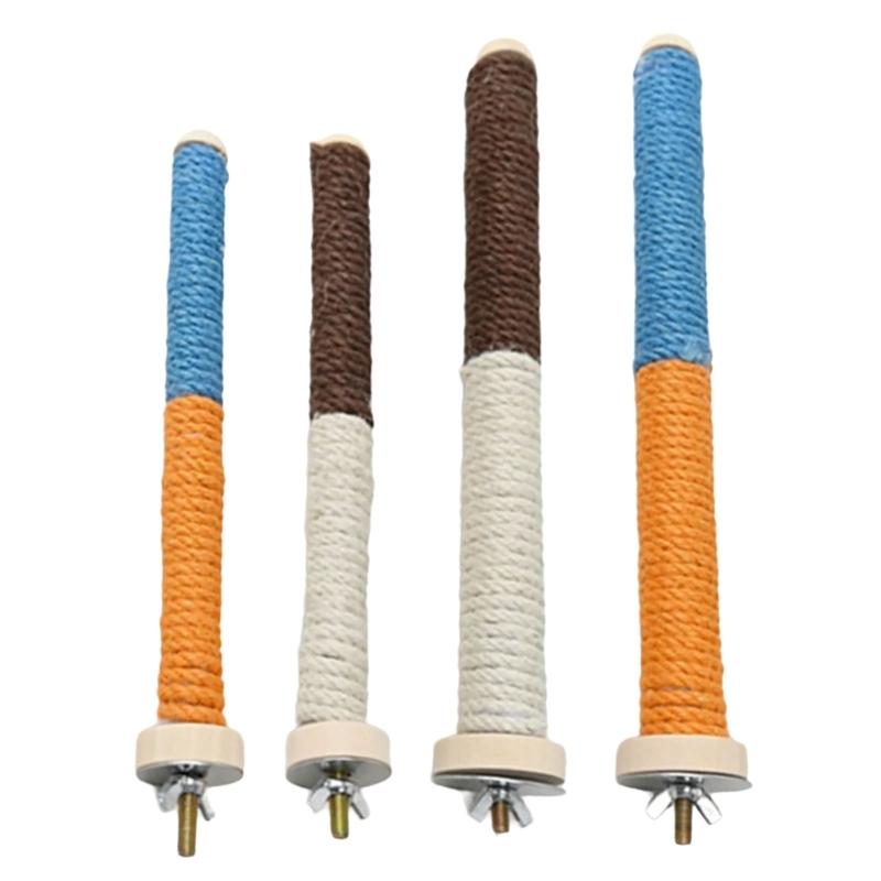Set of 4 Parrots Grinding Scratchers Perch Bird Stand Cage Toy Stick Rack Toy Grinding Perch Supplies