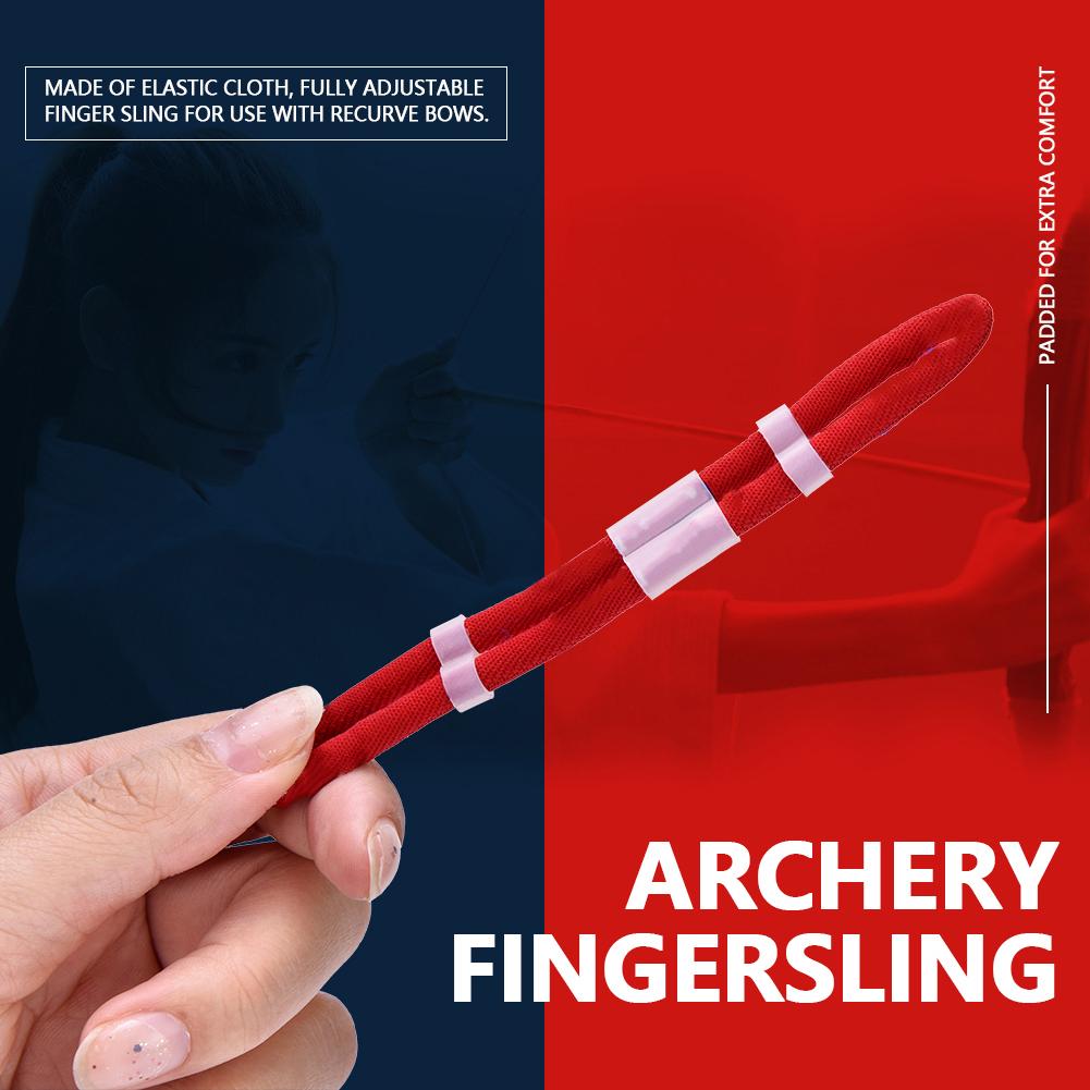 Adjustable Fingersling Archery Finger Sling for Recurve Bow Hunting Shooting Accessory Red L
