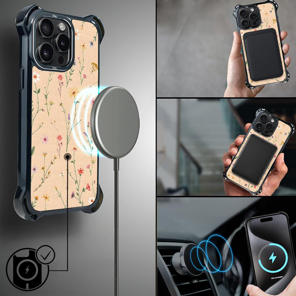 Etui Iphone 15 Pro Ibizu Dropguard Ultra Z Magsafe, Pastel Bloom, Koralowa Łąka