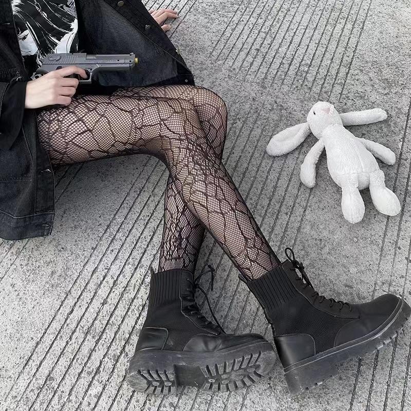 Sexy Black Spider Web Mesh Pantyhose Summer Women Hollow Out Fishnet Tights Gothic Lace Transparent Long Stocking Ladies