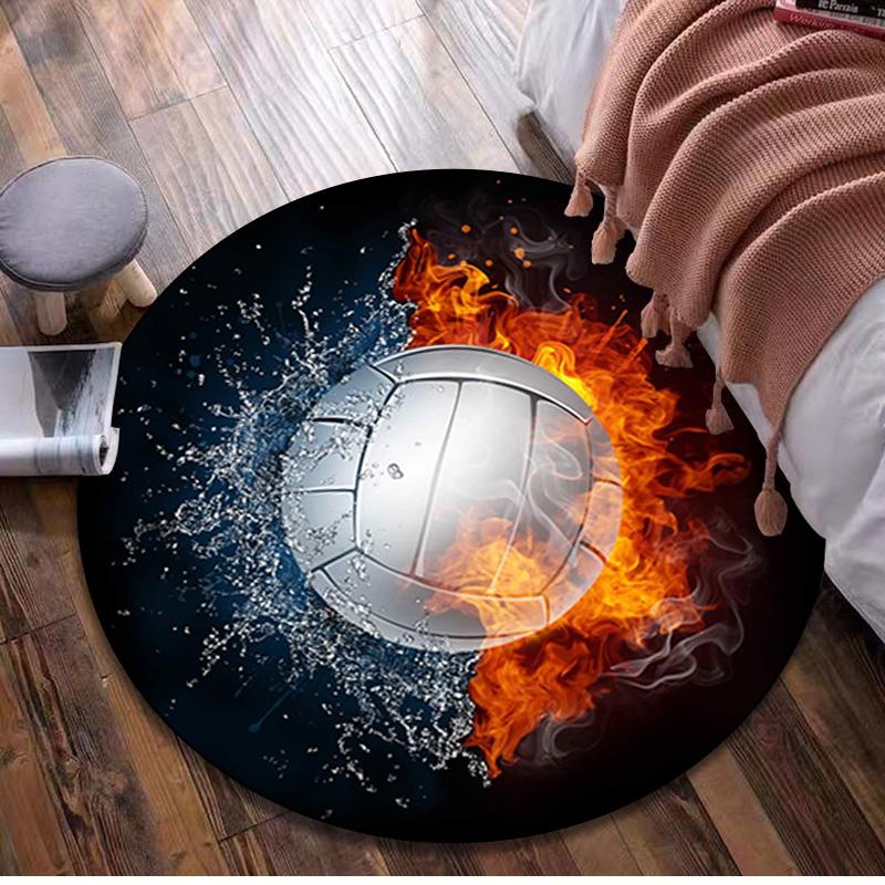 Fire And Water ball Circular Rug - Office Decorative Carpet For Living Room Bedroom Door Mat Floor Rug Computer Chair Area Rug