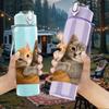 1PC Two Kittens Hugging Each Other 750ml Color Plastic Sports Water Bottle Leakproof Flip Straw Lid Suitable for Sports Office Home Use