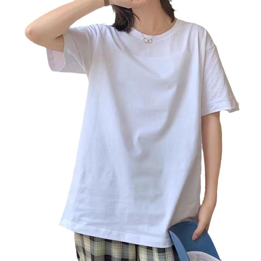 Unisex Heavyweight Cotton Short-Sleeve T-Shirt, Solid Colors - White Base Layer, Black Half-Sleeve Top
