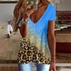 Módní tričko s 3D potiskem leoparda Dámské Y2k topy Streetwear Harajuku Trička s krátkým rukávem Trička s výstřihem do V Dámské nadměrné oblečení