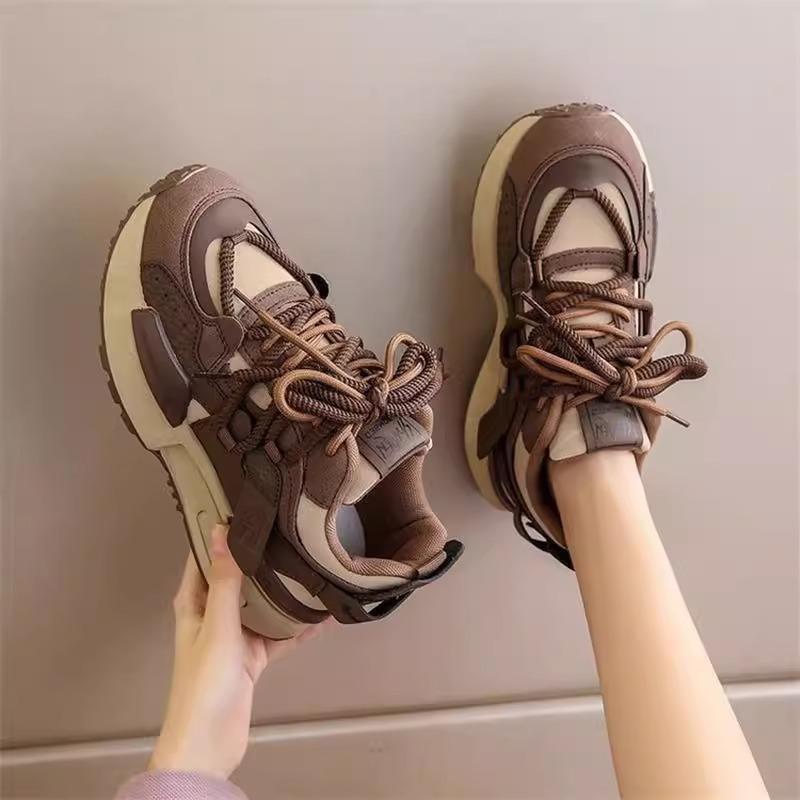 Platform waffle shoes women's new spring and autumn 2025 super fire lightweight soft sole casual sports shoes versatile dad shoes