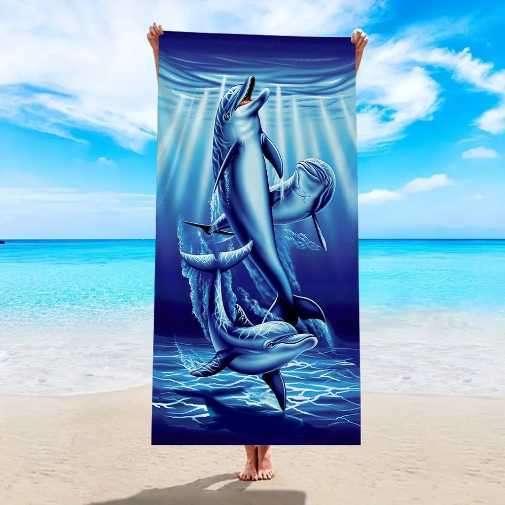 2D Colorful Starfish Polyester Beach Towel Quick Dry Ocean Theme Bath Towel for Summer Vacation Swim Pool Travel Sand Blanket