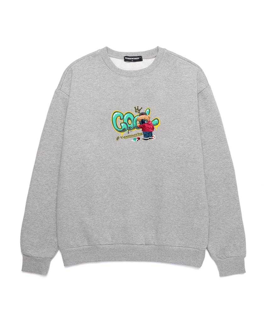 VANNWORKS Gravity Bear Oversized Sweatshirt (Vndts102) Melange Grey