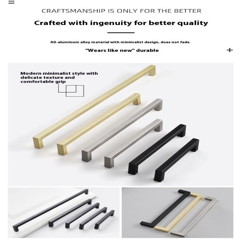 10-33Cm Black Cabinet Handles Stainless Steel Square Closet Drawer Cupboard Pulls Bathroom Door Knobs Furniture Kitchen Handle