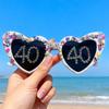 Birthday Party Glasses Fashionable Diamond-Encrusted Digital Pearl Love Men'S And Women'S Decorative Photo Sunglasses