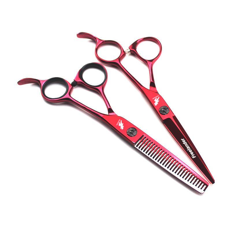 Xy2 High-Grade Straight Handle 6.0 Inch Red Hair Scissors, Hair Scissors, Flat Scissors, Tooth Scissors, Thin Scissors, Special For Hair Dressing 6.0inch flat scissors xy2