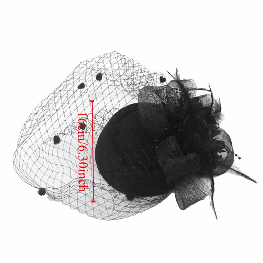Mesh Dots Small Fedoras Headwear Headband Flower Veil Hair Clips Women Mini Mesh Hat  Dinner Party