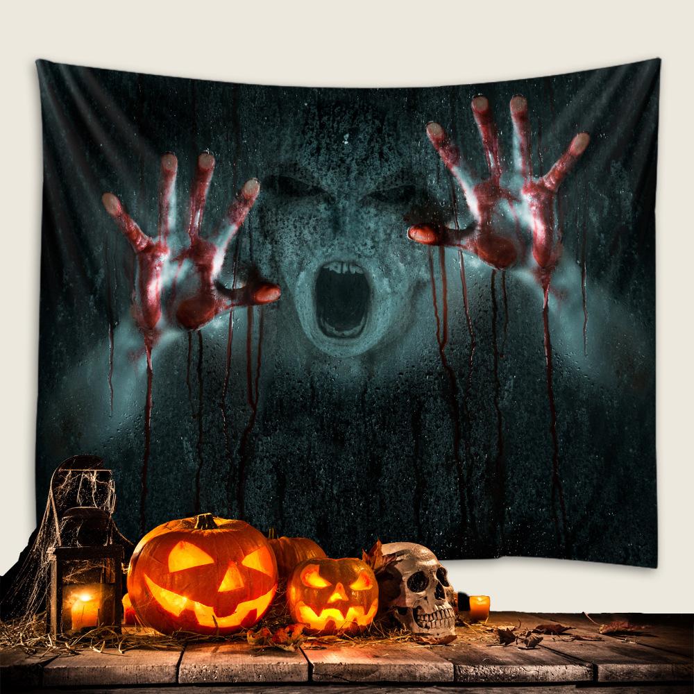 

Спальня Гостиная Декор Сад Плакат Декор Пляжное Одеяло Забавный Гобелен Хэллоуин Ужас Ведьма Череп Призрак Настенный Гобелен 100x75cm