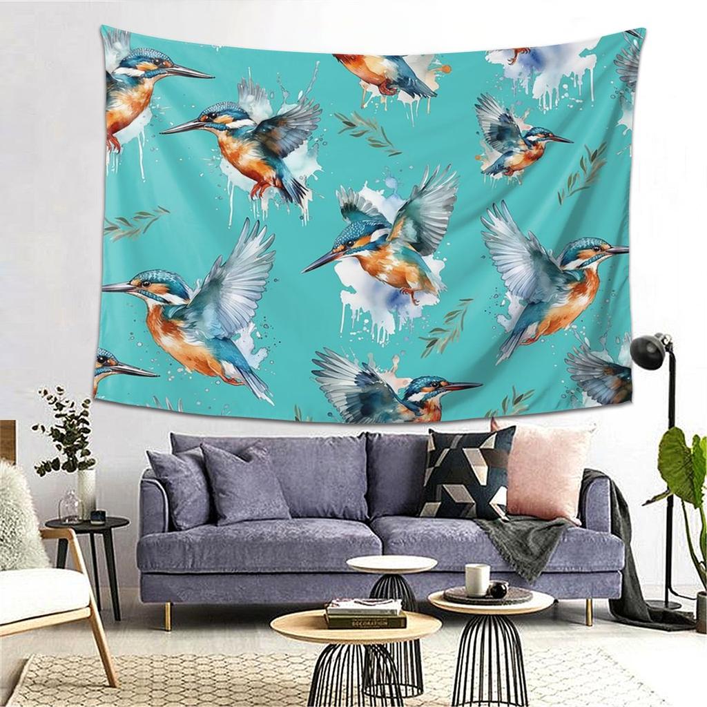 Kingfisher Pattern Tapestry Decoration Art Aesthetic Tapestries for Living Room Bedroom Home Wall Cloth Wall Hanging