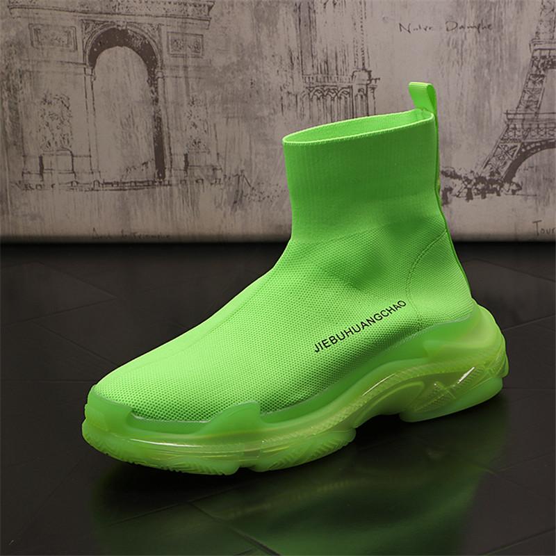 Autumn Men Sock Shoes Stretch Fabric Shoes Slip-On Over The Casual Shoes Men Pumps for 2024 Walking Flat Short Boots