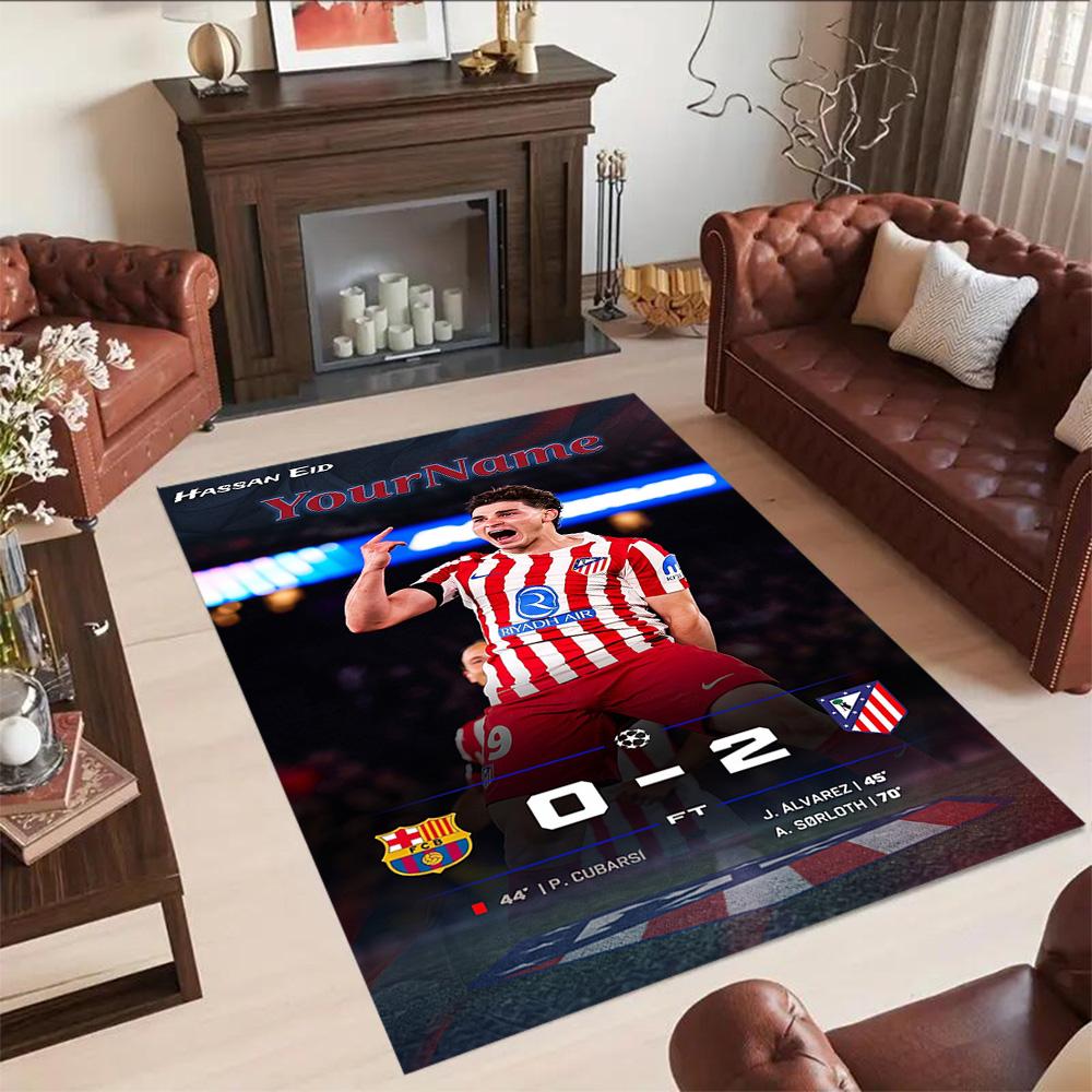 Atletico Madrid Personalized Name Carpet Perfect for Bedrooms Foyer Hallway Entryway Anti-slip Rug Decorate Offices Gift for Festivals