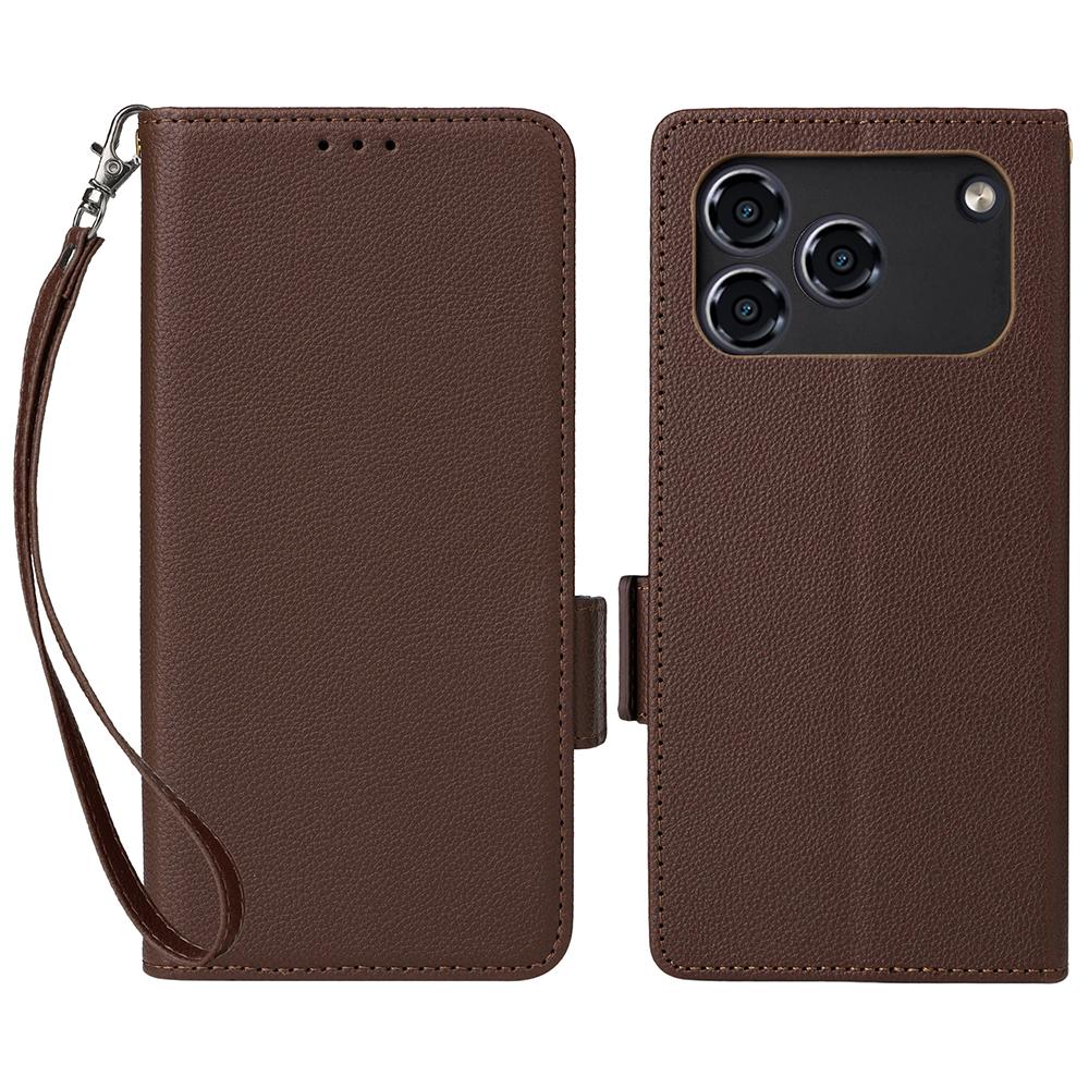 Etui dla ZTE Blade A36/nubia A36 z paskiem na nadgarstek, tekstura liczi, skóra PU, portfel, pokrowiec na telefon