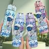 1PC Galactic Space Astronaut Cartoon Pattern 750ml Color Plastic Sports Water Bottle Leakproof Flip Straw Lid Suitable for Sports Office Home Use