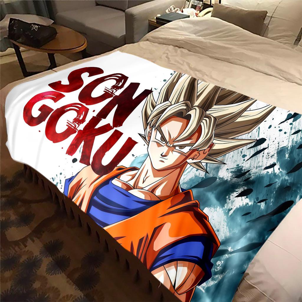 1 Stück Son Goku Druck Flanelldecke, Hohe Qualität für alle Jahreszeiten, Heimdekoration, Wärme und Komfort, Perfekt für Weihnachtsgeschenke
