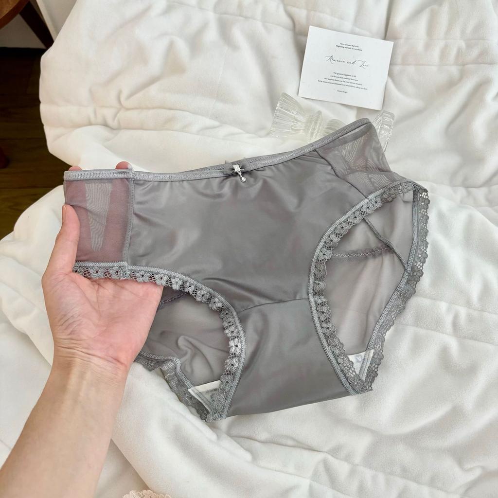 Women's Spring and Summer Mesh Ice Silk Cross Hollow Butt Extended Antibacterial Crotch Waist Triangle Underwear