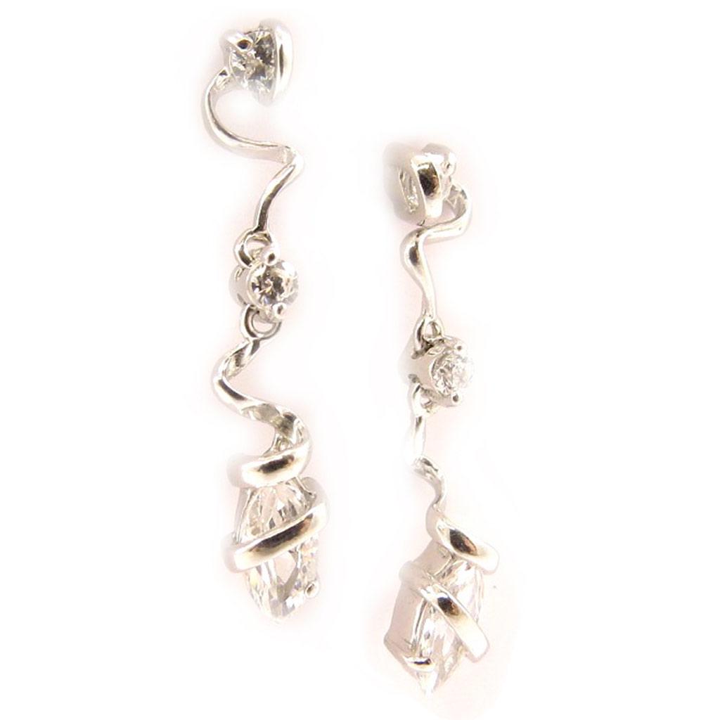 Les Trésors De Lily [D7533] - Silver 'Ballerinas' Earrings White