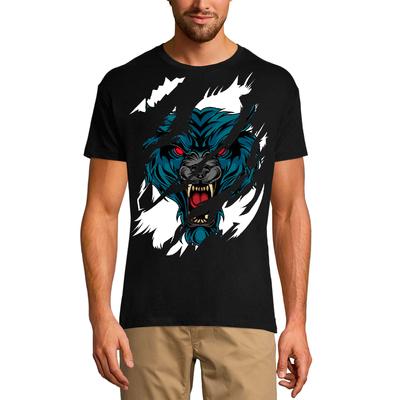Men's Torn T-Shirt Angry Wolf - Red Eyes - Short Sleeve Shirt