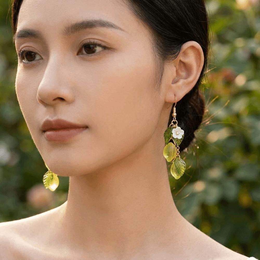 Acrylic Dangle Earrings Flower Fruit Hooks Earring Fashion Lemon Shaped Necklace  Summer