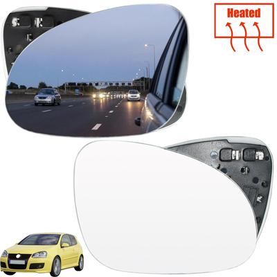 For VW Golf 5 MK5 Jetta Passat B6 2006-2009 Left Right Door Side Heated Wing Mirror Glass LH RH Outside Lens Clear With Plate