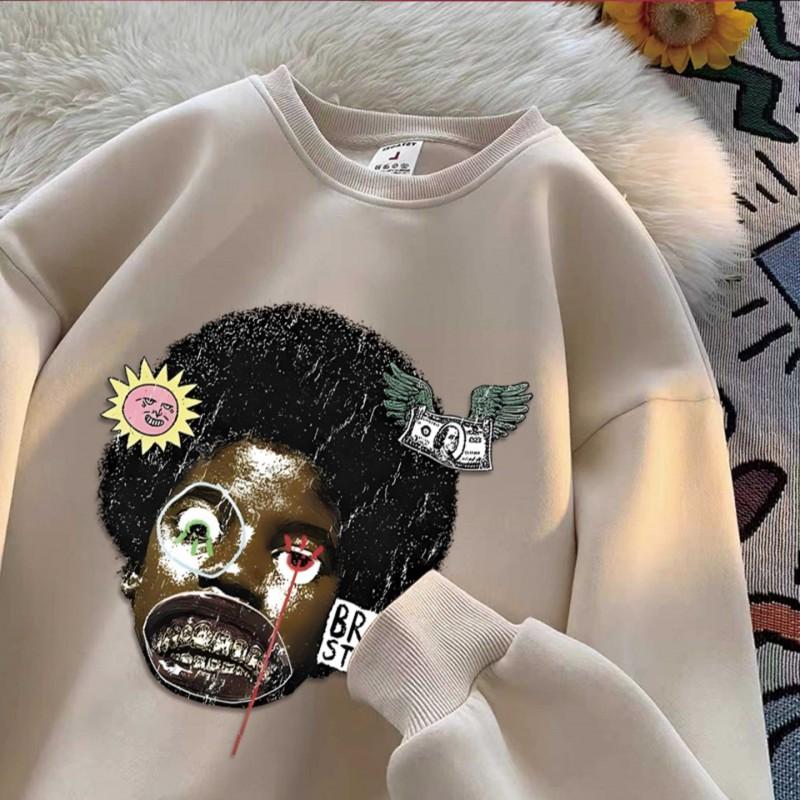 Oversized Retro Vintage Graphic Hoodie Unisex Thick Warm Streetwear Sweatshirt Men Women Winter