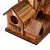Wooden Villa-Style Birdhouse & Feeder Ornament