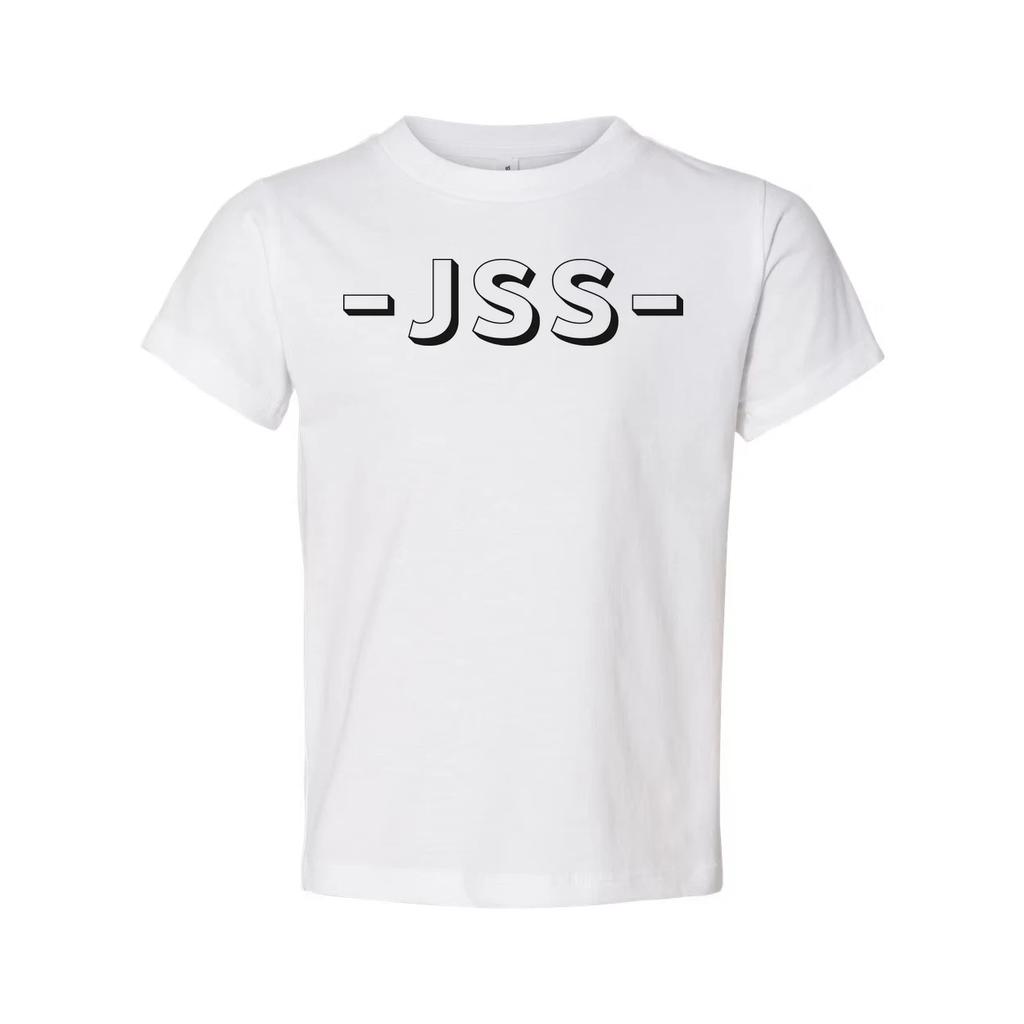 Unisex Short Sleeve T Shirt With JSS Monogram And Dash Border Logo Design For Ca