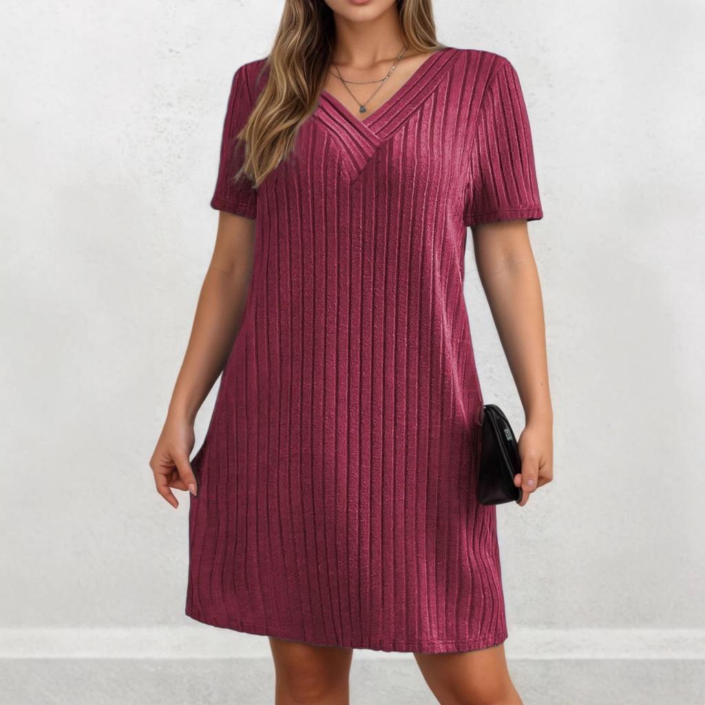 Summer New V-neck Short Sleeve Dress Elegant Plus Size Women's Dress For Leisure Wholesale
