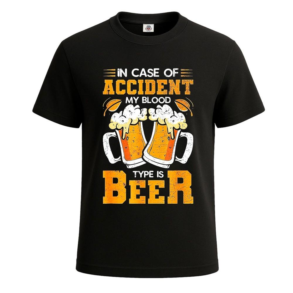 In Case of Accident My Blood Funny Party Mens Tshirt Novelty Gift Tee Top