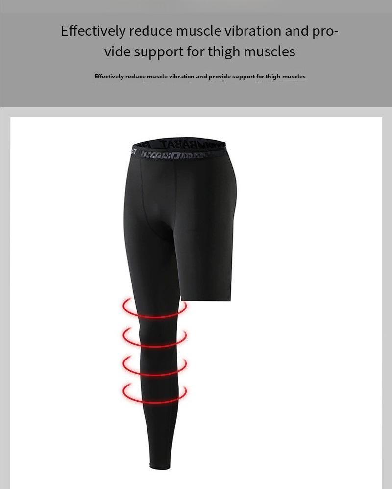 Men's One-Leg Compression Fitness Shorts - Quick-Dry Nine-Point Basketball Leggings