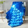 1pc Soft Christmas Tree Print Plush Blanket Blue Xmas Theme Snowflake All Season Use Washable Throw Blanket for Girls Daughter