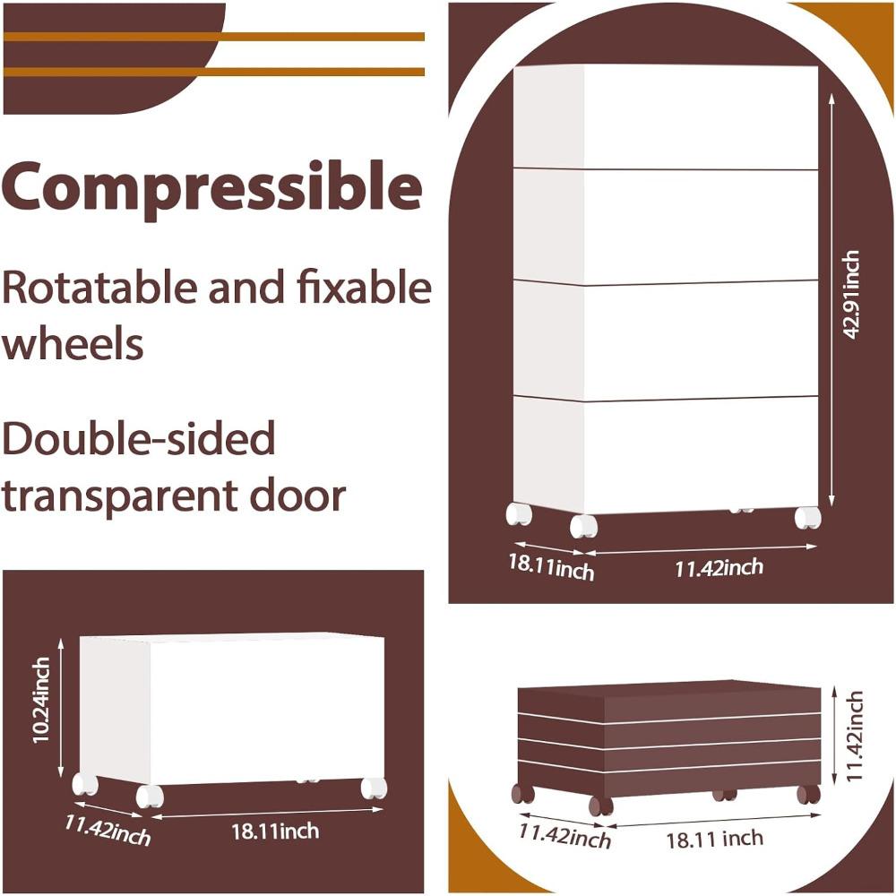 4-Tier Stackable Plastic Storage Bins - 37QT Stackable Storage Bins - Closet Organization and Storage, Suitable for Bedroom