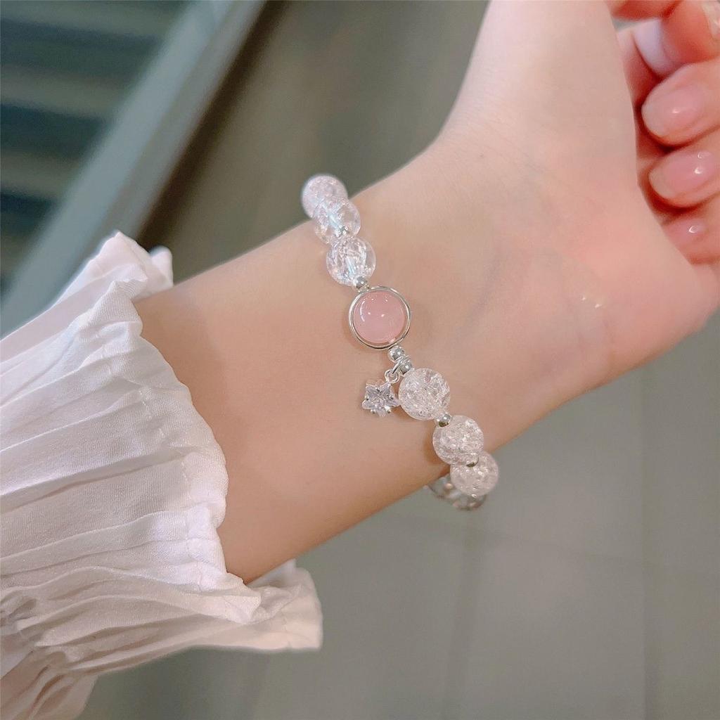 Star bracelet female ins niche design new high-end ice-through peach blossom crystal bracelet girlfriend