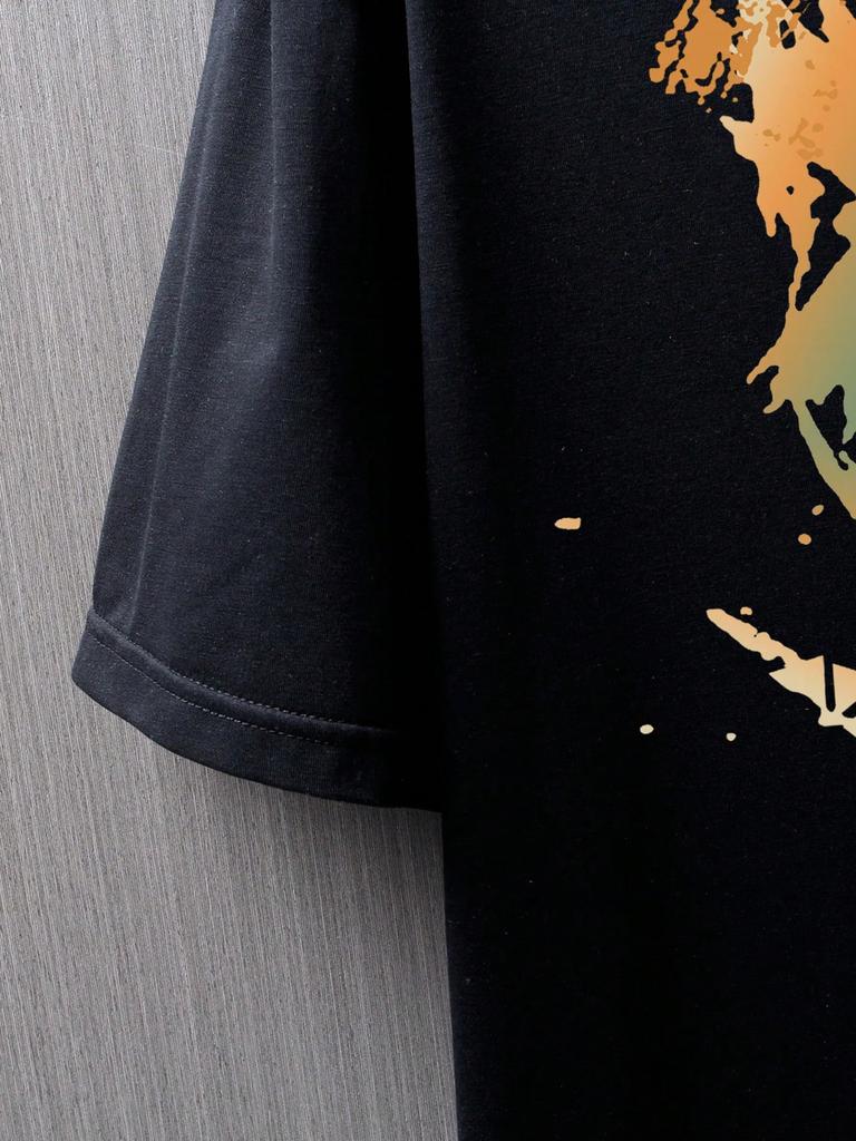 Manfinity LEGND Men T-Shirts Fit Crew Neck Short Sleeve Graphic Tee Smile Face Casual Summer Polyester