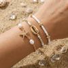 3Pcs Pearl Beaded Bracelet Set Stretch Multiple Layers Bracelet Dainty Shell Bracelet Set  Party