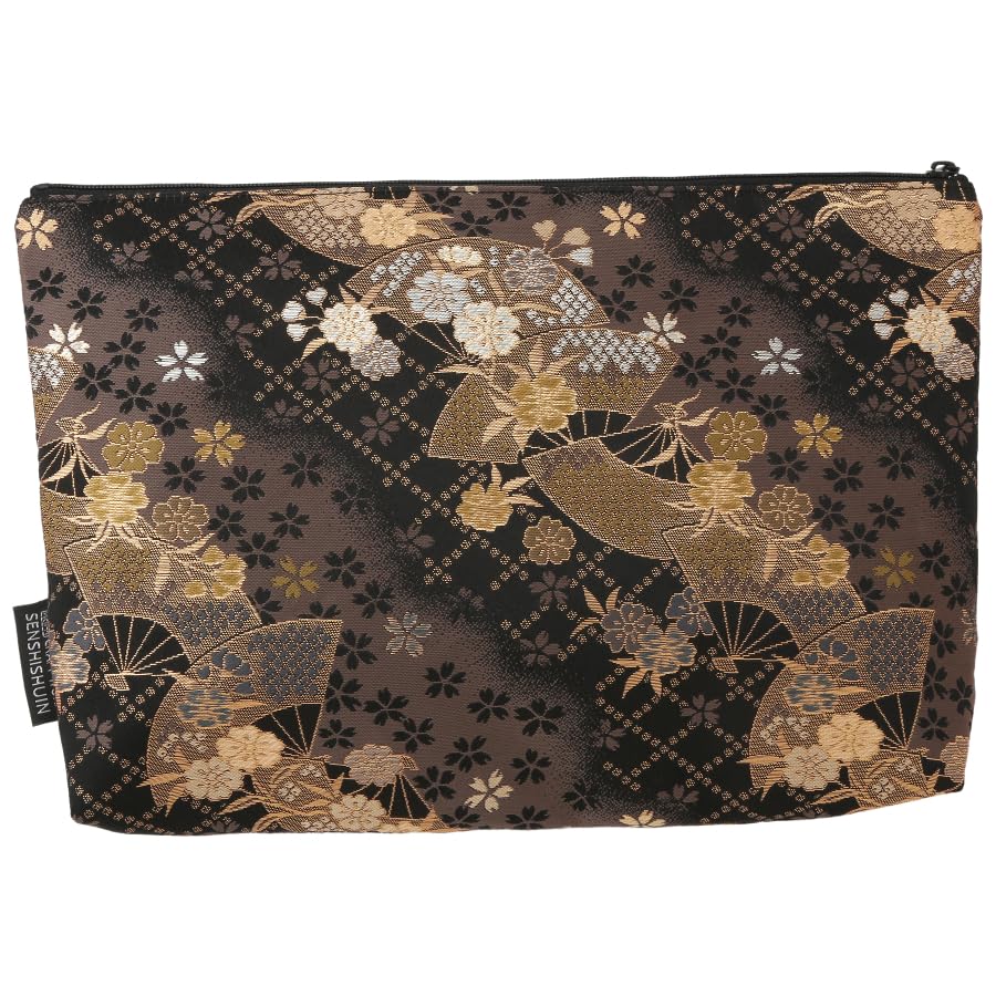 Senshishuin Nishijin Brocade Stamp Book Case with Smoky Fan Cherry Blossom Design Pouch/Shrine (Lined) (Large)